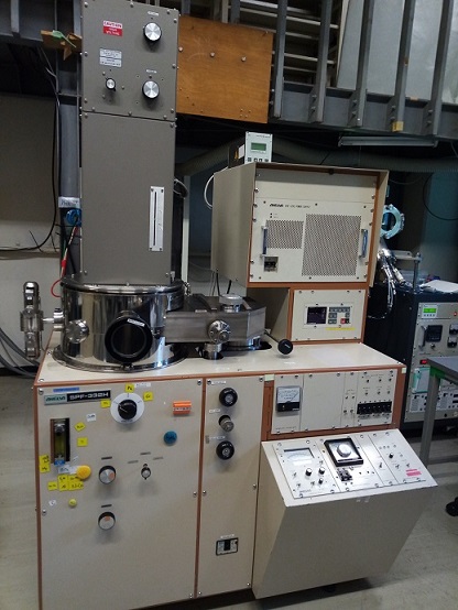 RF-sputtering machine (3 cathodes; one for magnetic materials)
(transferred from Dept. of Mechano-Informatics, U Tokyo
(laboratory of Prof. Shimoyama))